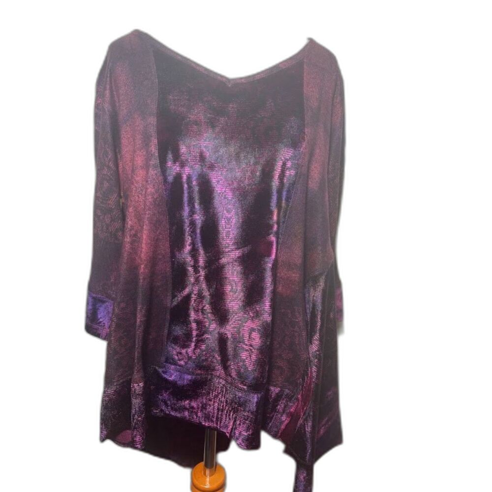 Live and Let Live Blouse Velvet Asymmetric Hem Fairy Whimsygoth witchy Purple 1X